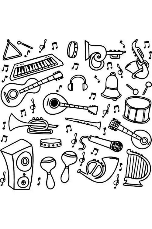 幼儿园各种乐器简笔画 简笔画图片大全-普车都