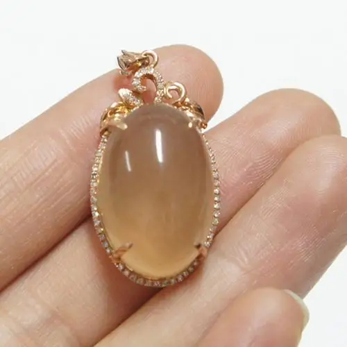 12 新疆金丝玉宝石光18k金吊坠 8.352g