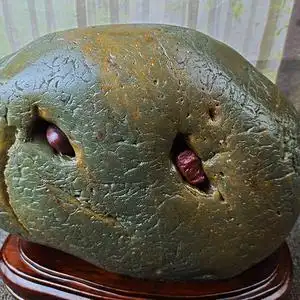 广西水冲石三江石原石天然造型石头摆件指甲纹奇石客厅桌面风水石