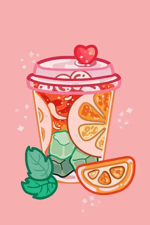 线条,简笔 ,可爱风,奶茶