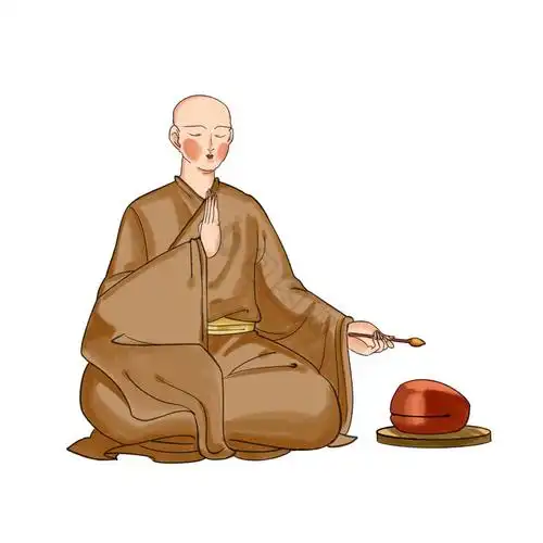 打坐敲木鱼和尚僧侣