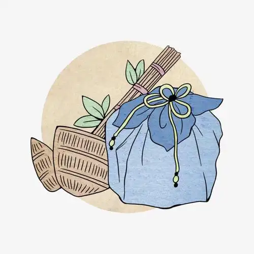 手绘花卡通手绘木头和包裹