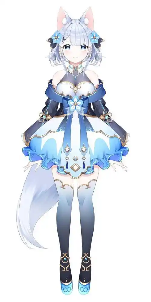 可爱,迷人,动漫少女全身像