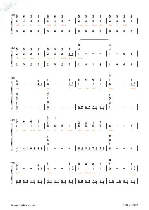 lost control-完整版双手简谱预览-eop在线乐谱架