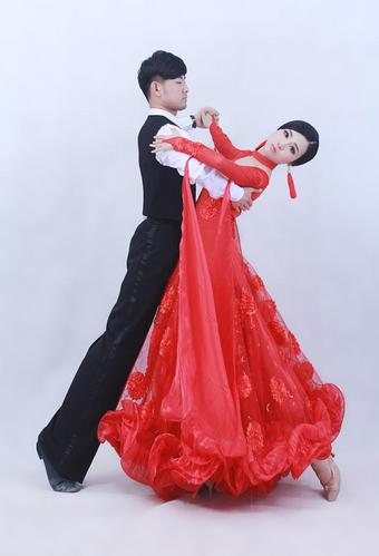 新款摩登舞裙华尔兹大摆连衣裙演出服交谊国标练习舞裙比赛裙