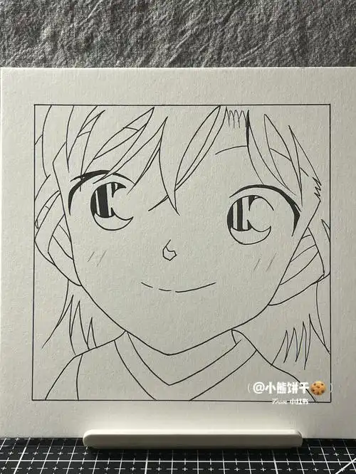 手绘名侦探小兰附线稿过程