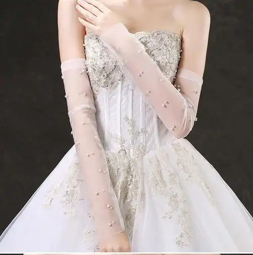 喜圣多新品婚纱加长手套新娘婚纱手套结婚蕾丝长款2022新款冬季加厚