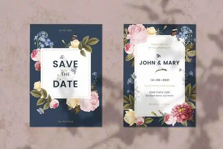 花卉婚礼邀请卡模板floralweddinginvitationcardtemplate7ag7