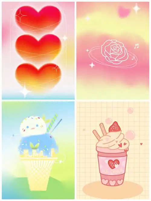 vol60渐变冰淇淋可爱小卡背景图分享