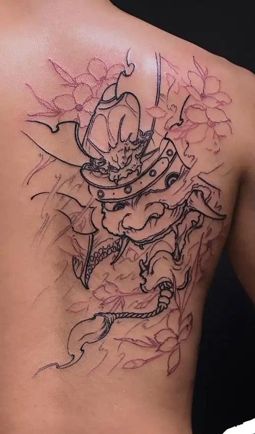 鬼武士纹身图片