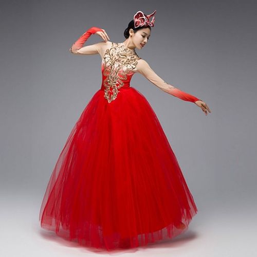 2021央视春晚开场舞《万事如意》舞台舞蹈伴舞演出服装长裙大摆裙