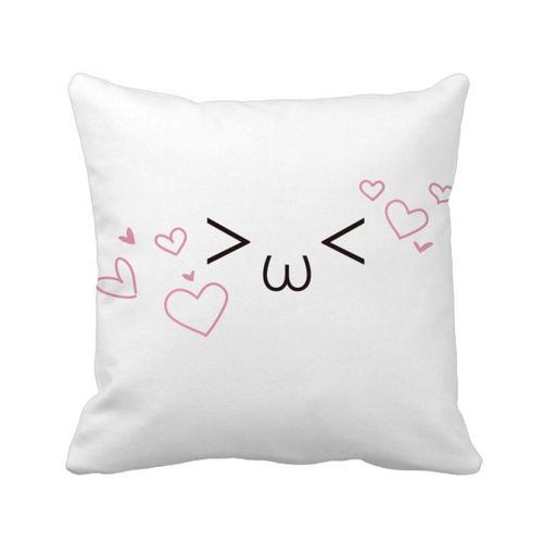 可爱颜文字粉红少女心表情方形抱枕靠枕沙发靠垫双面含芯礼物