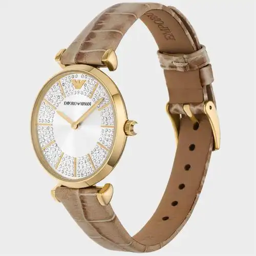 阿玛尼emporioarmani手表女太阳纹表盘镶钻时尚潮流石英女表生日礼物