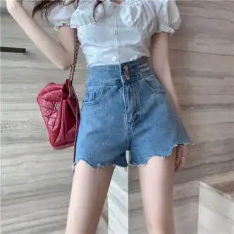 服饰内衣>女装>牛仔裤>璀典>璀典夏天穿的女生牛仔超短裤显瘦夏季新款