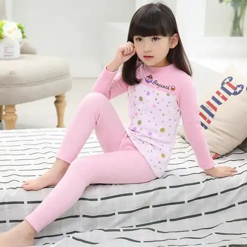 新品童装儿童保暖家居服棉超柔加厚加绒女童内衣内裤套装一件代发