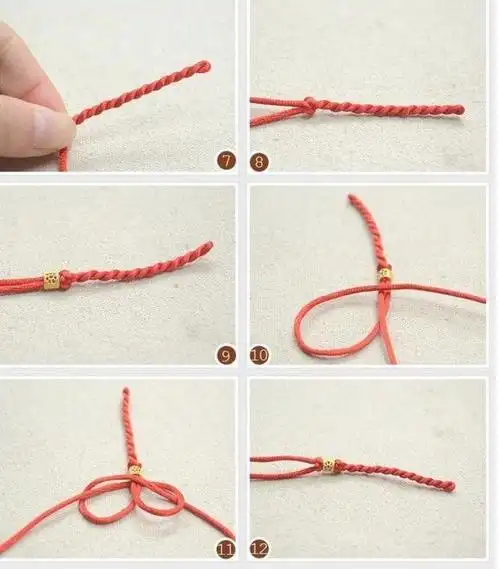 一根红绳简单手链编织方法图解