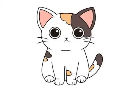 小花猫简笔画彩色_非常可爱的小花猫简笔画画法步骤图片