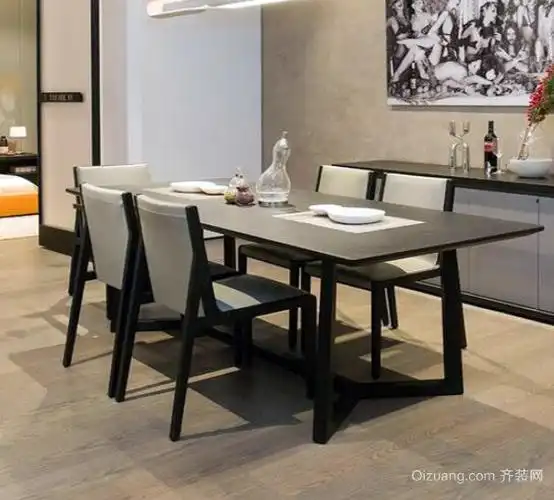 长方形餐桌摆放