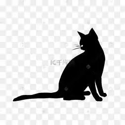 单色动物长尾猫剪影
