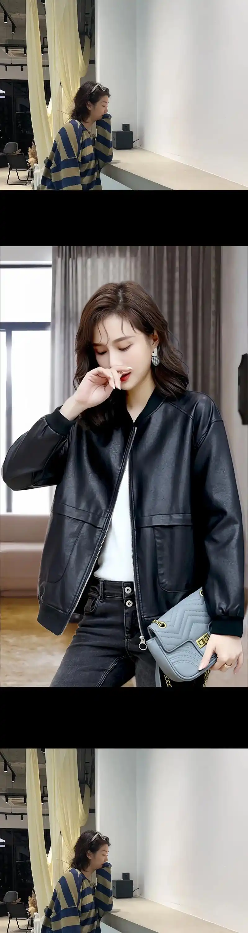 这个短款的皮衣夹克也太好看了吧!时尚洋气,帅气十足!黑色和咖 - 抖音