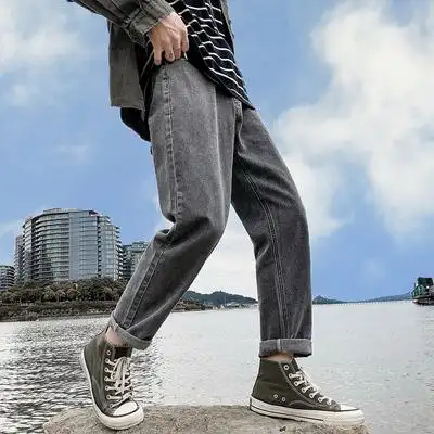 九分牛仔裤男直筒