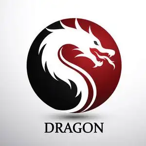 中国龙头轮廓平面彩色标志设计图示照片