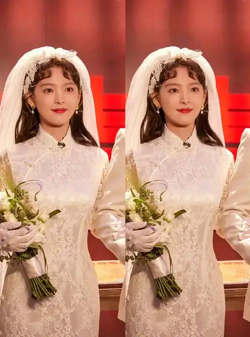 章若楠民国婚纱造型气质惊艳穿中式旗袍可爱温婉