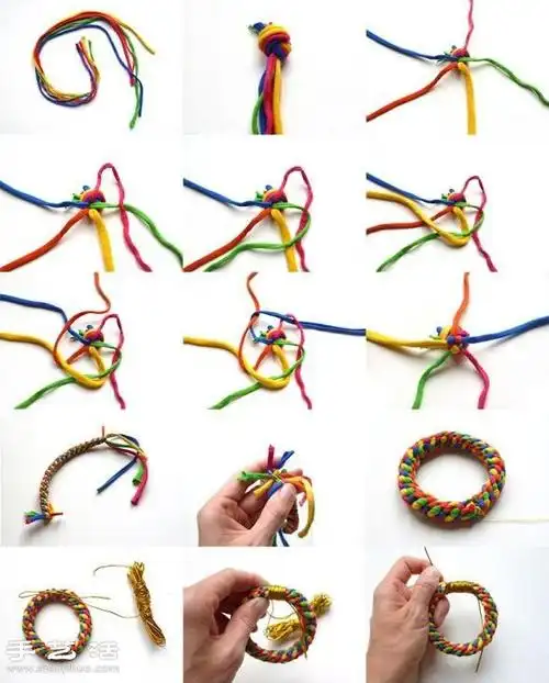 五股绳的编法图解 手镯手绳用五股绳编