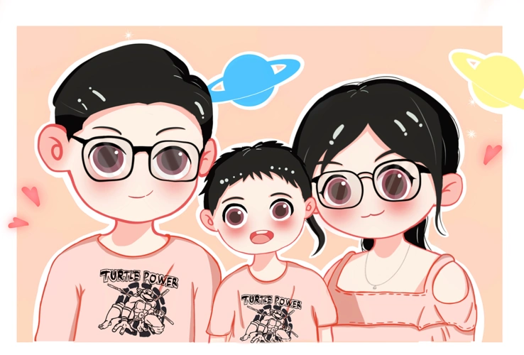 q版全家福|插画|儿童插画|lpp爱吃肉 - 原创作品 - 站酷 (zcool)