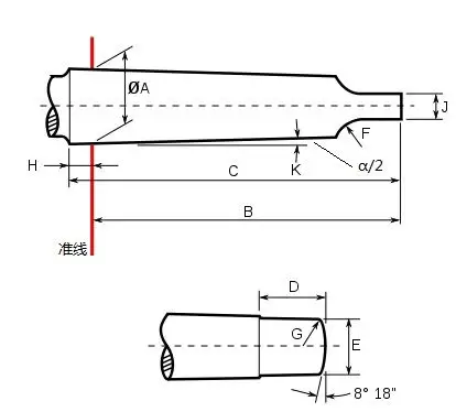 铣床莫氏锥度示意图