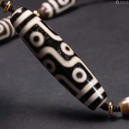 唐至纯天珠项饰一组