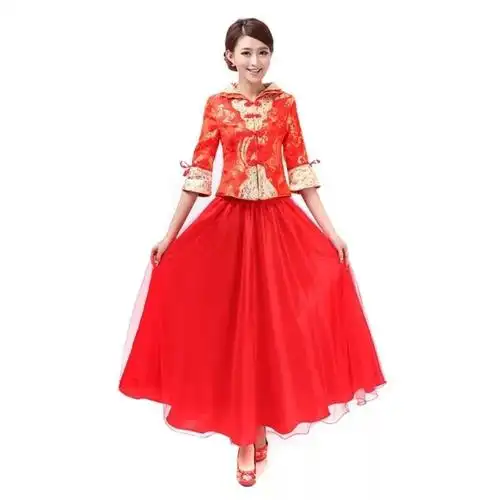 2020新款小凤仙敬酒服结婚礼服新娘装套裙红色套裙纱裙中式女回门