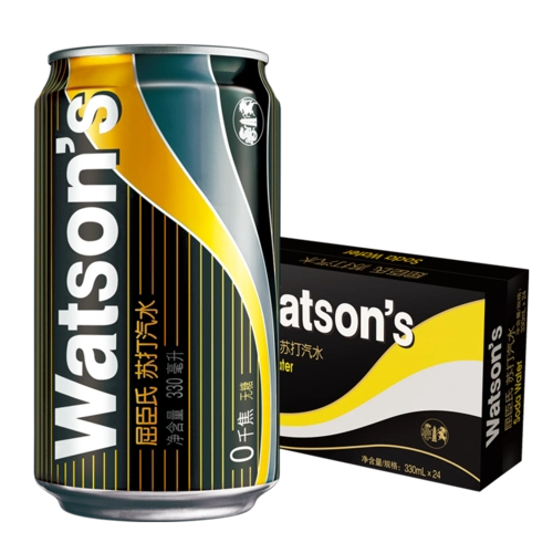 屈臣氏苏打汽水330ml*24整箱苏打水汽水饮料原味0糖0卡路里气泡水