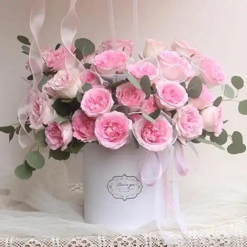 鲜花同城配送密西根碎冰蓝渐变色玫瑰气球云抱抱桶生日礼物创意鲜花送