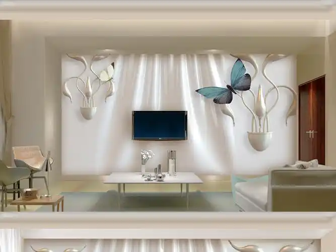 金银首饰蝴蝶动感背景3d壁画(图片编号:16424755)_3d电视背景墙_我