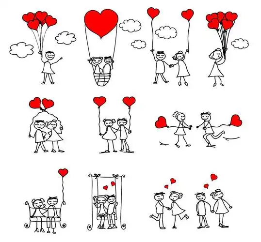 手绘爱心情侣素材