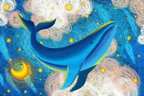14款唯美鲸鱼插画手绘手机壁纸psd素材