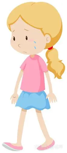 蓝色的裙子哭的小女孩