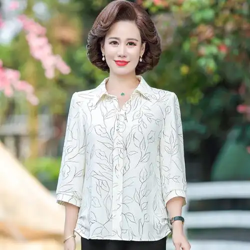 妈妈两件恤小七分夏装洋气女装中老年衣时尚衬衫中老年女装