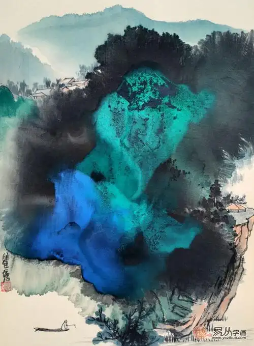 瞿塘新品国画创作泼墨山水画小品《穷款》