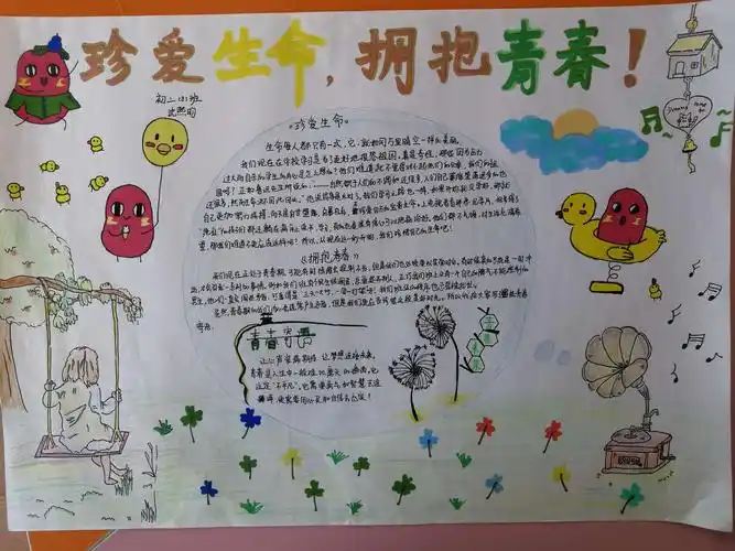 "心理能量卡","珍爱生命 拥抱青春"手抄报欣赏
