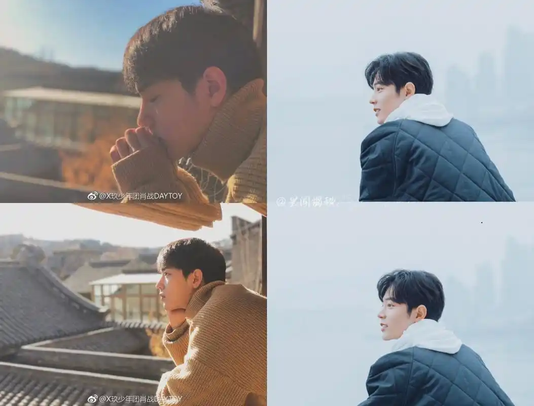 趴在栏杆上的肖战 肖战有不少趴在栏杆上的照片,无论是顺毛的乖乖肖战