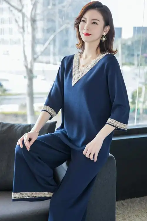 新款 春秋两件套 阔太太时尚 女中老年女装 中年妈妈秋装 - 女装/女士