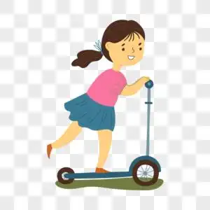 玩滑板车的女孩图片素材