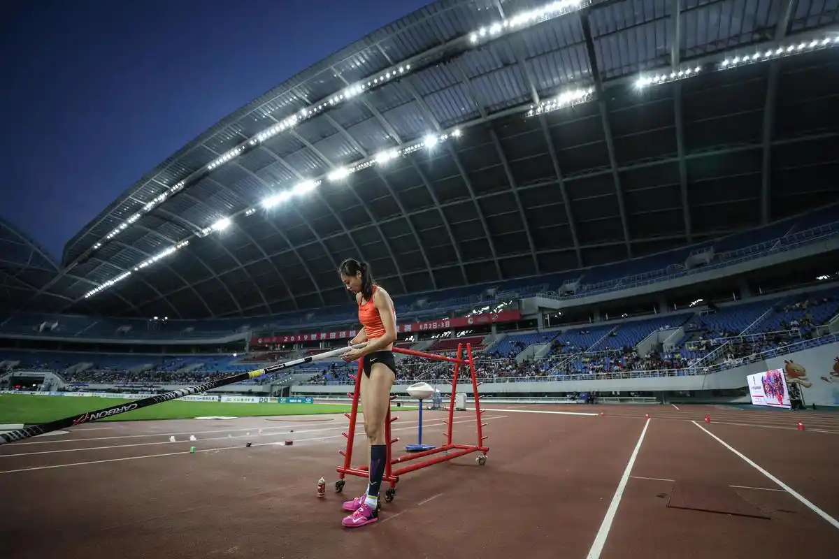 在辽宁沈阳举行的2019世界田径锦标赛选拔赛女子撑杆跳高决赛中,浙江