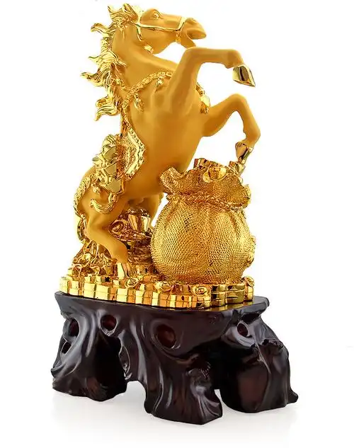 jd旗舰店热卖立马财沙金马摆件办公室桌开业风水工艺马礼品摆设