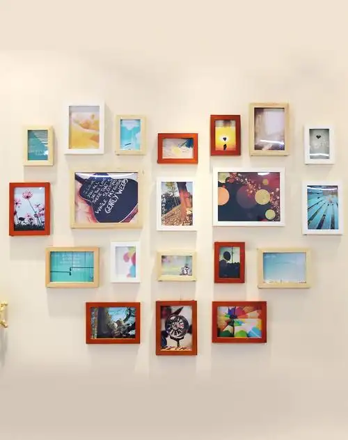 20框浪漫心形婚纱照相片墙白原胡组合