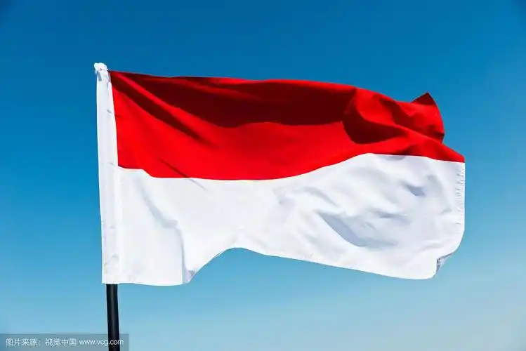 蓝天映衬下的印尼国旗