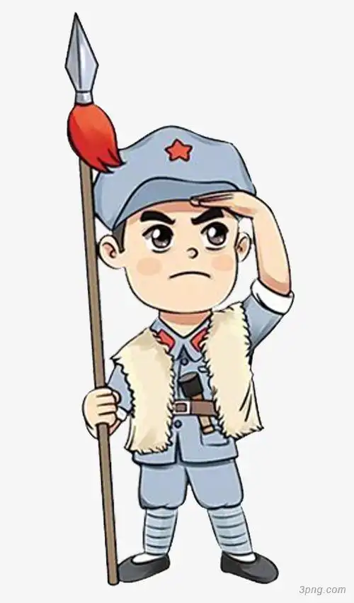 卡通小红军png素材透明免抠图片卡通手绘