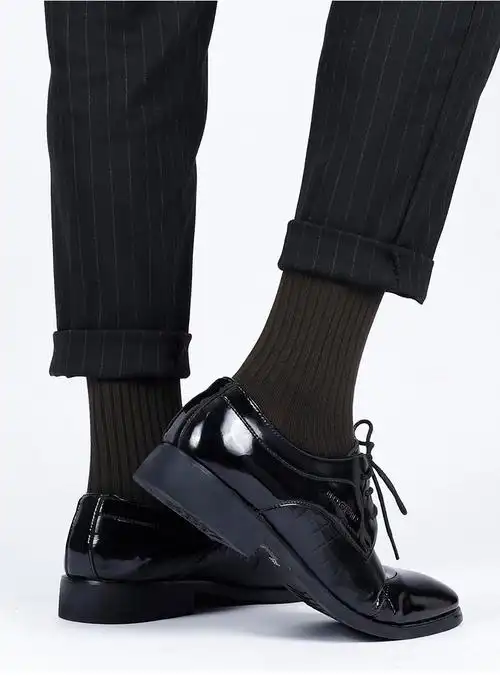 蓓乐妃皮鞋袜子男士春夏季中筒棉袜黑色商务正装长款中年爸爸元素大人